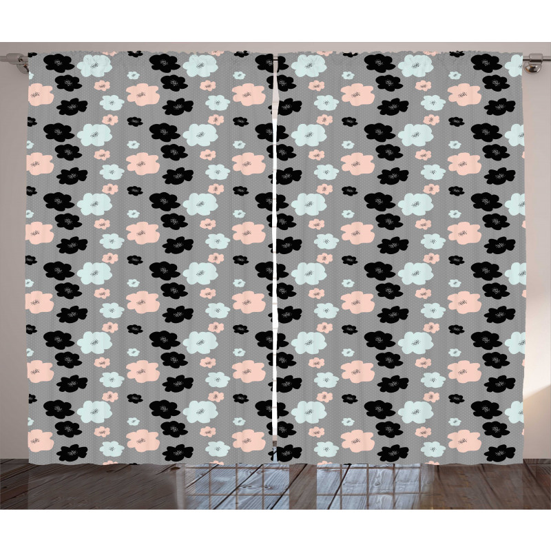 Abstract Peony Blossoms Art Curtain