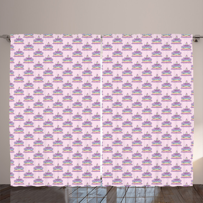 Funny Unicorn Cake Curtain