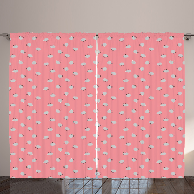 Cartoon Style Farm Animals Curtain