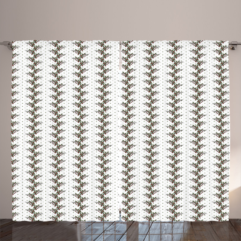 Blooming Leafy Flower Strips Curtain