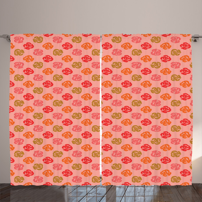 Grunge Love Roses Blossoms Curtain