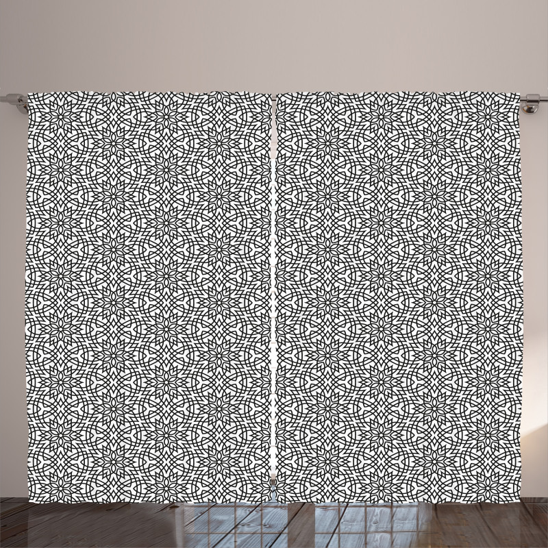 Jumble Grid Floral Details Curtain