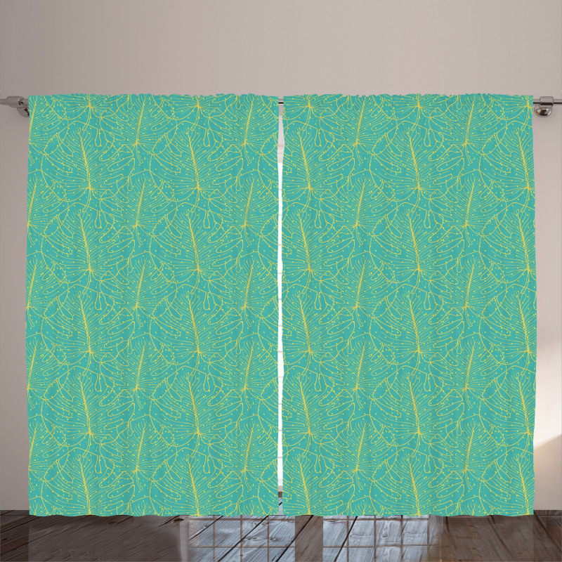 Tropical Monstera and Spots Curtain