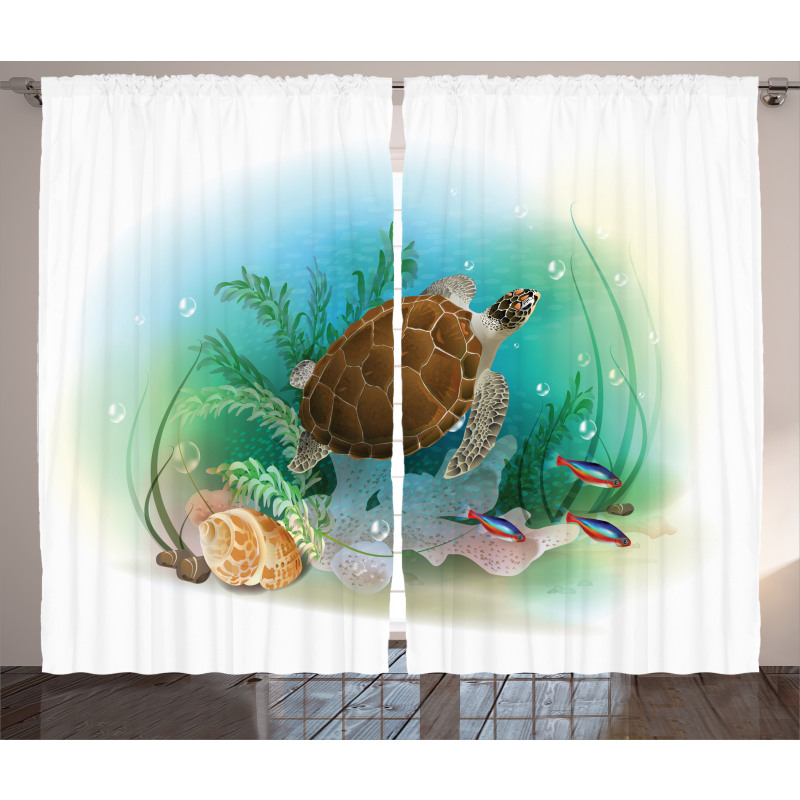 Sea Turtles Underwater Curtain