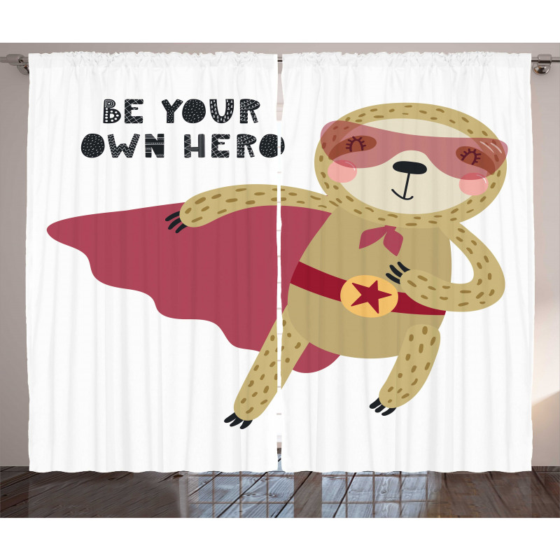 Be Your Own Hero Motto Curtain