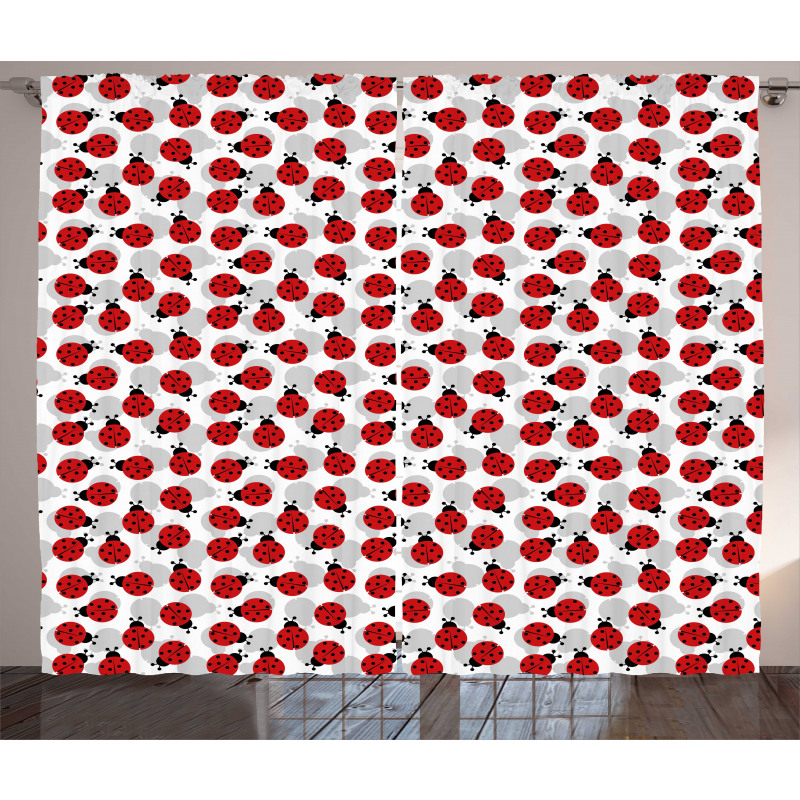 Spring Polka Dotted Insects Curtain