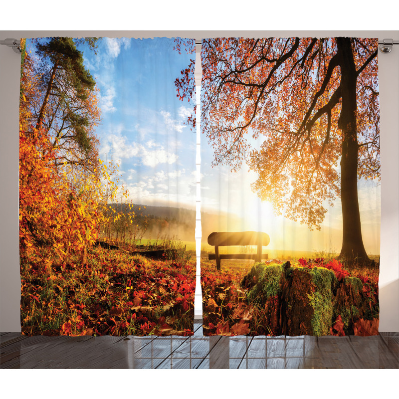 Autumn Forest Bench Curtain