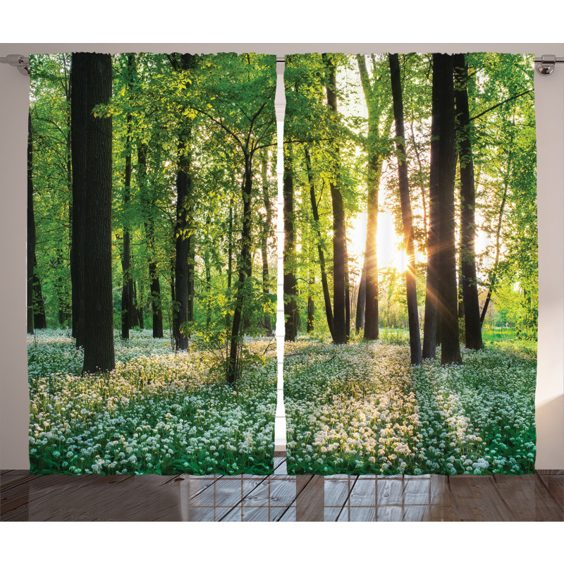 Sunny Forest Blossoms Curtain