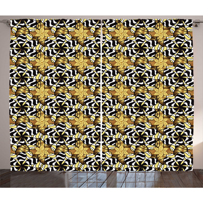 Eclectic Style Motifs Art Curtain