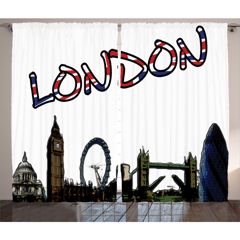 London Tower Cartoon Curtain