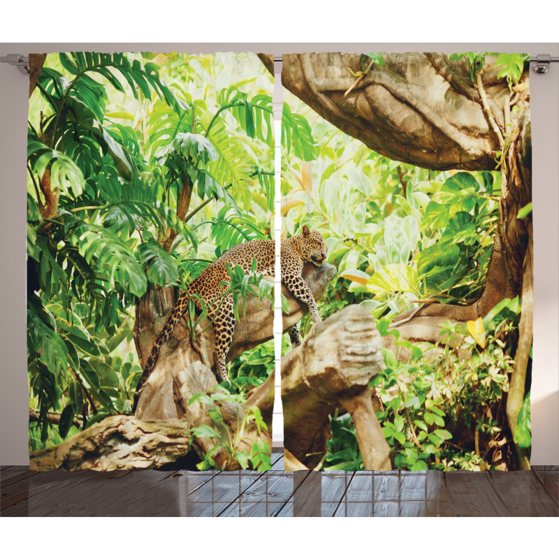 Tropic Wild Jungle Leaf Curtain