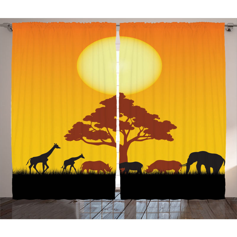 Wildlife Animals Rhinos Curtain