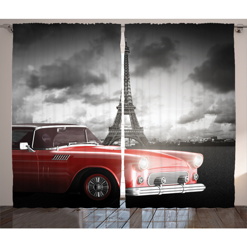Vintage Car and Eiffel Curtain
