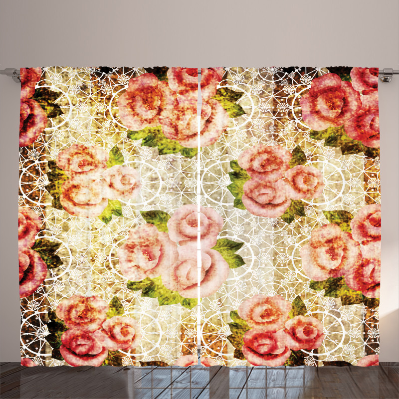 Psychedelic Floral Motif Curtain