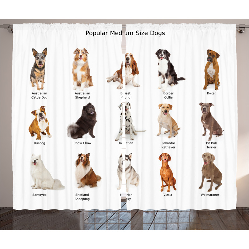 Puppy Breeds Family Curtain