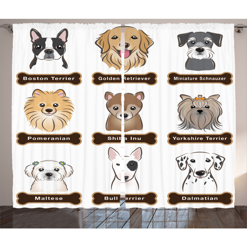 Boston Terrier Dogs Curtain
