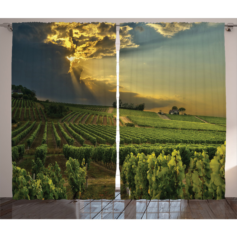 France Sunset Vineyard Curtain