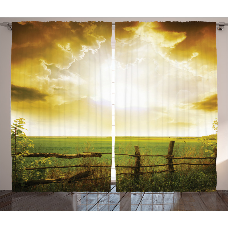 Sunset on Spring Field Curtain