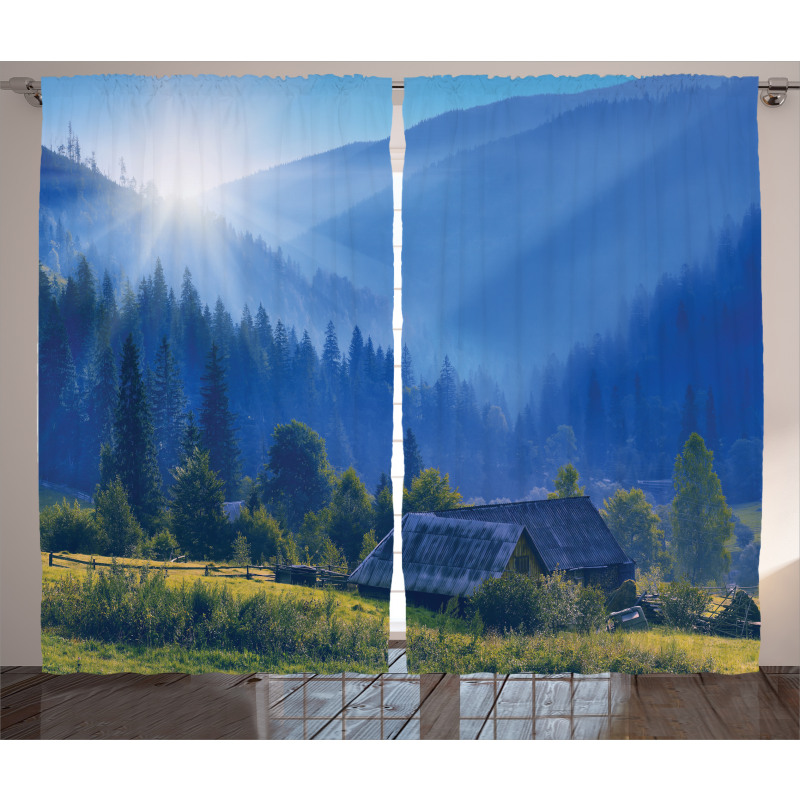 Mountain Village Ukraine Curtain
