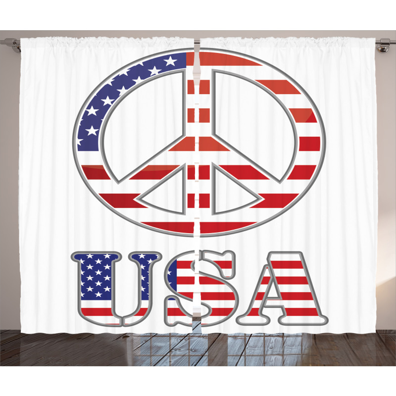 70s Peace Sign American Curtain