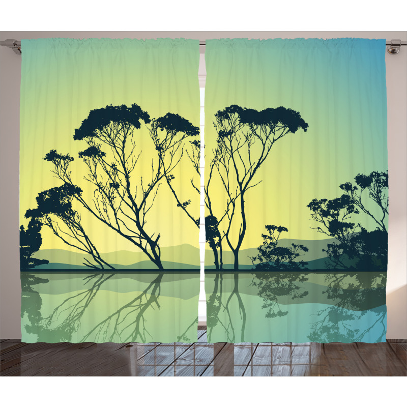 Tree Silhouettes Scenic Curtain