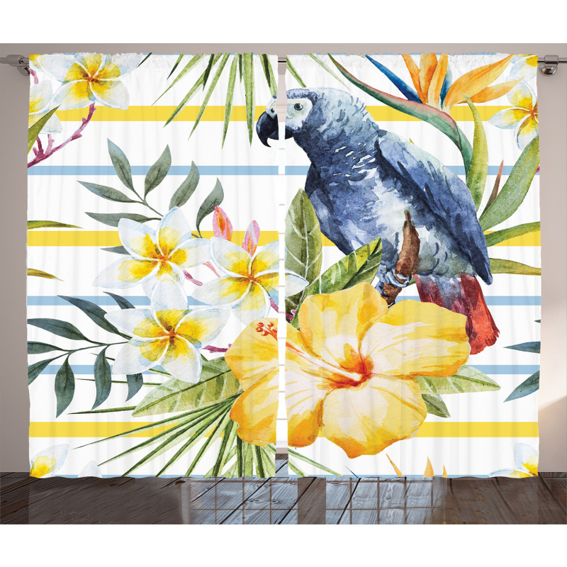 Tropic Exotic Parrots Curtain