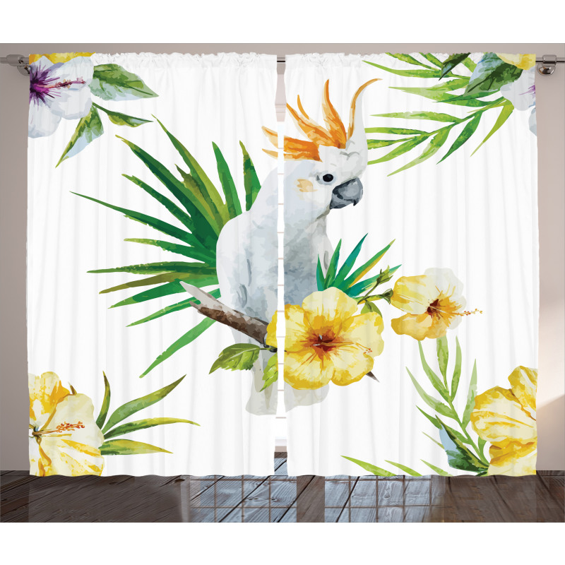 Hibiscus with Wild Birds Curtain