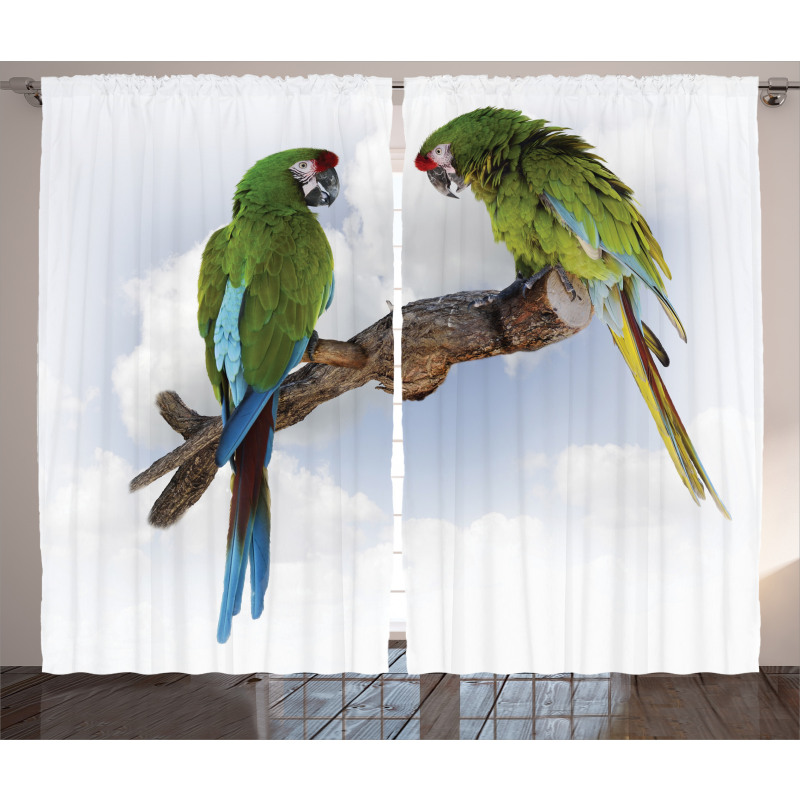 2 Parrot Macaw Bird Curtain