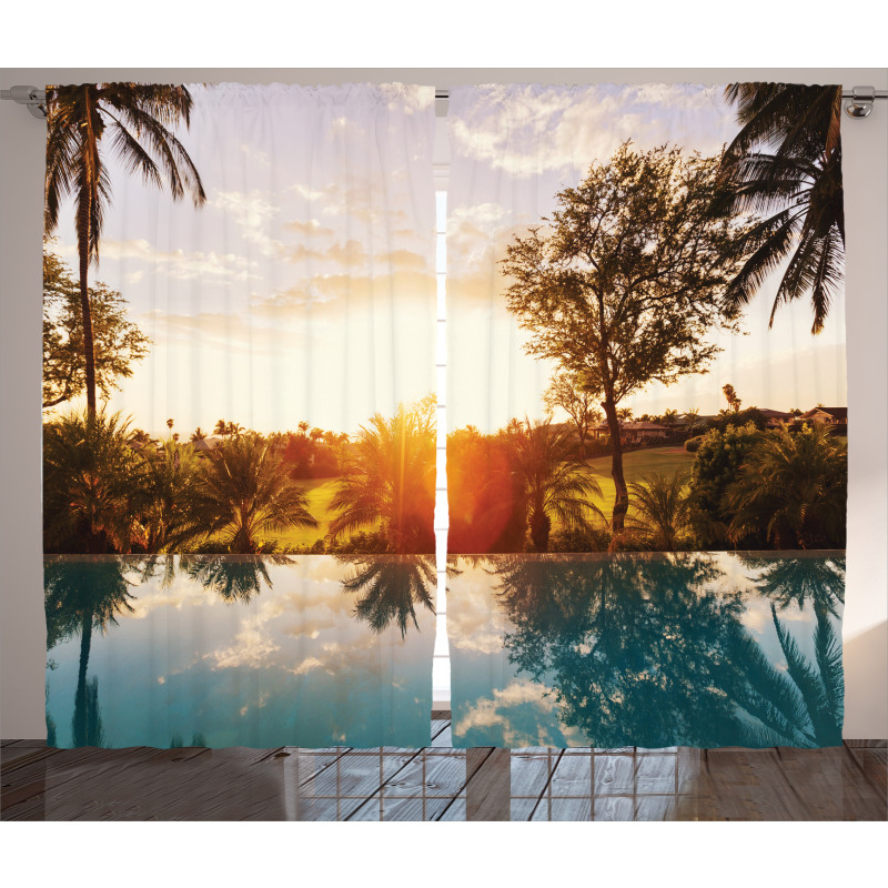 Swimming Pool Sunset Curtain