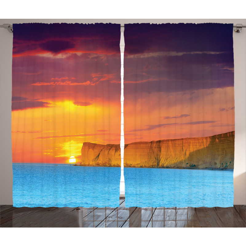 Sea Sunset with Cliffs Curtain