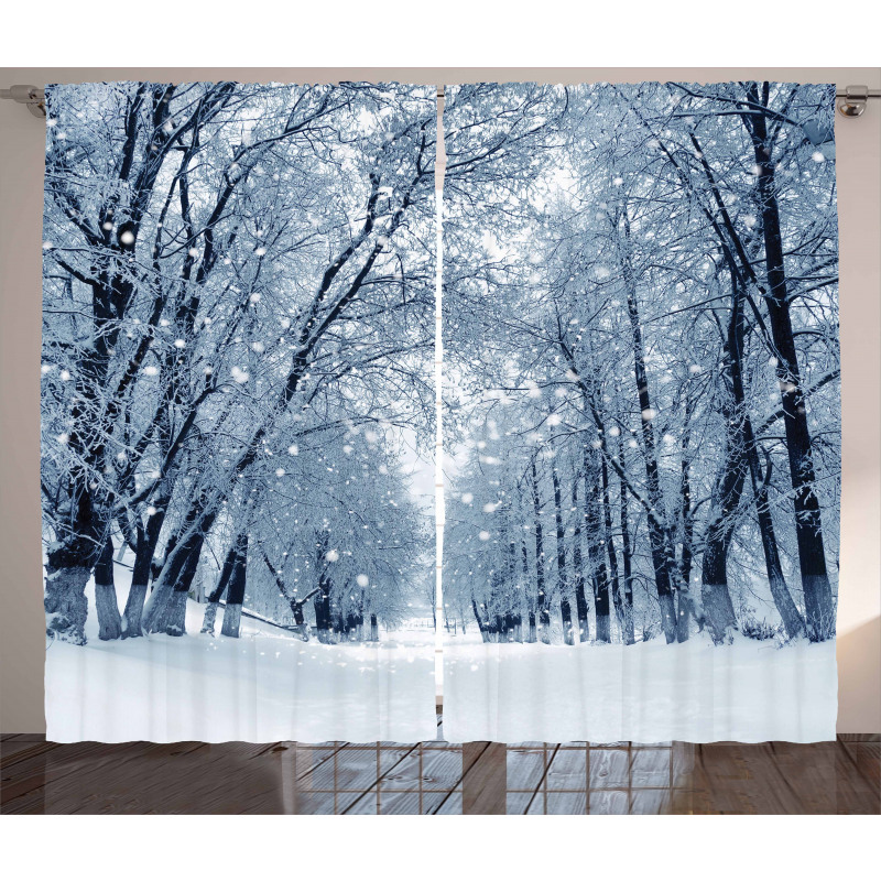 Wildlife Snowy Trees Curtain