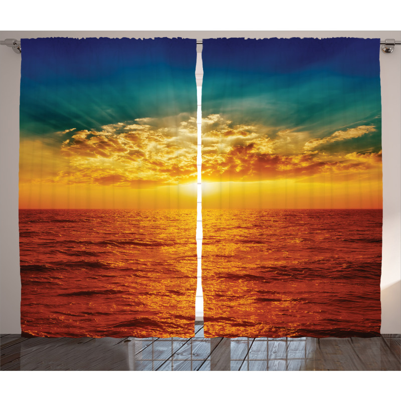 Sunset Seaside Clouds Curtain