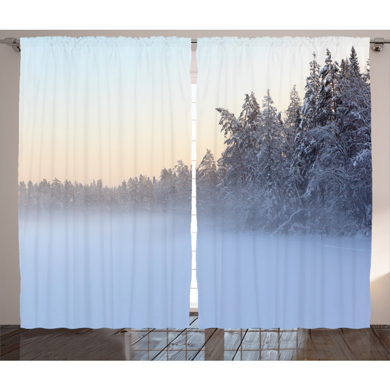 Frozen Lake in Woods Curtain
