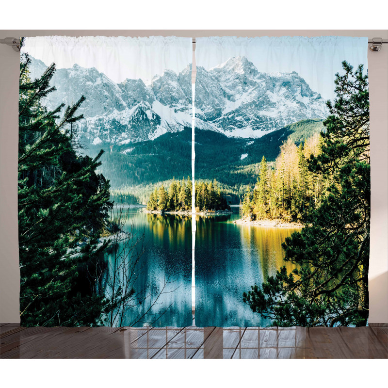 Mountain Frozen Lake Curtain