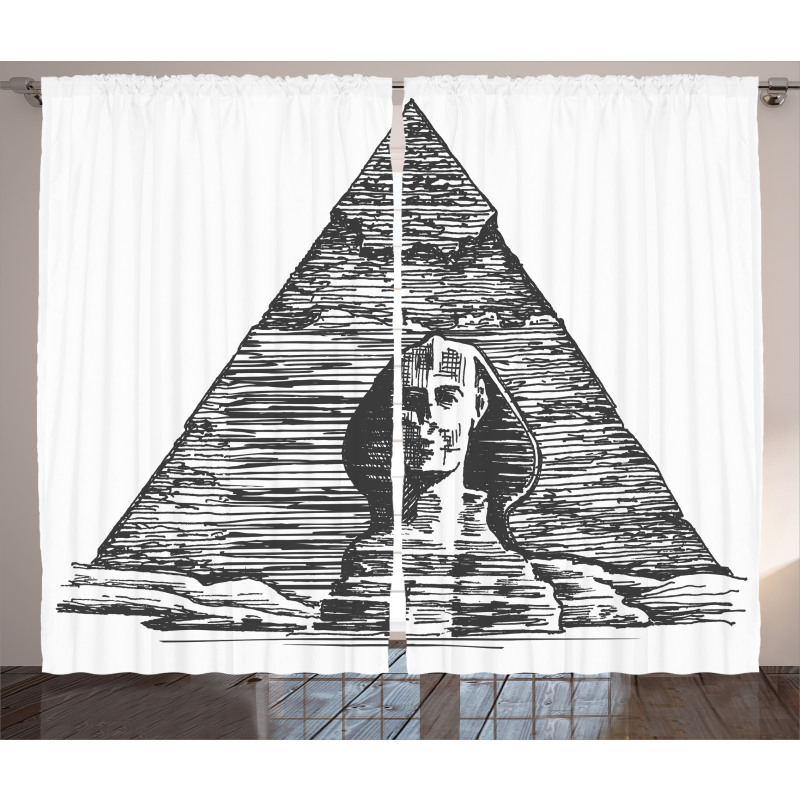 Sphinx Pyramid Sketch Curtain