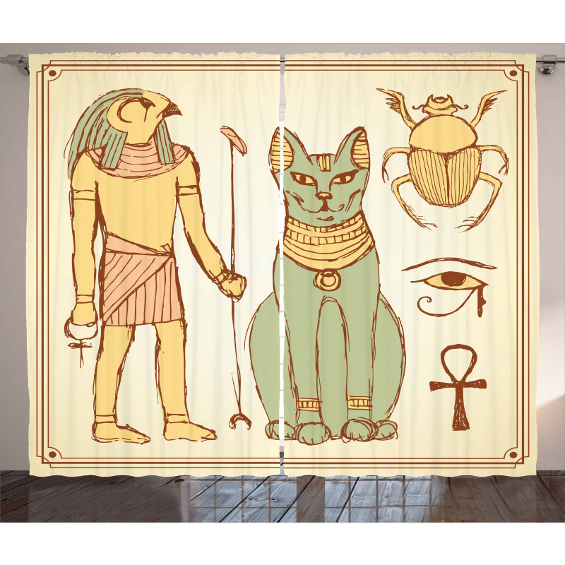 Ancient Cat Figure Curtain