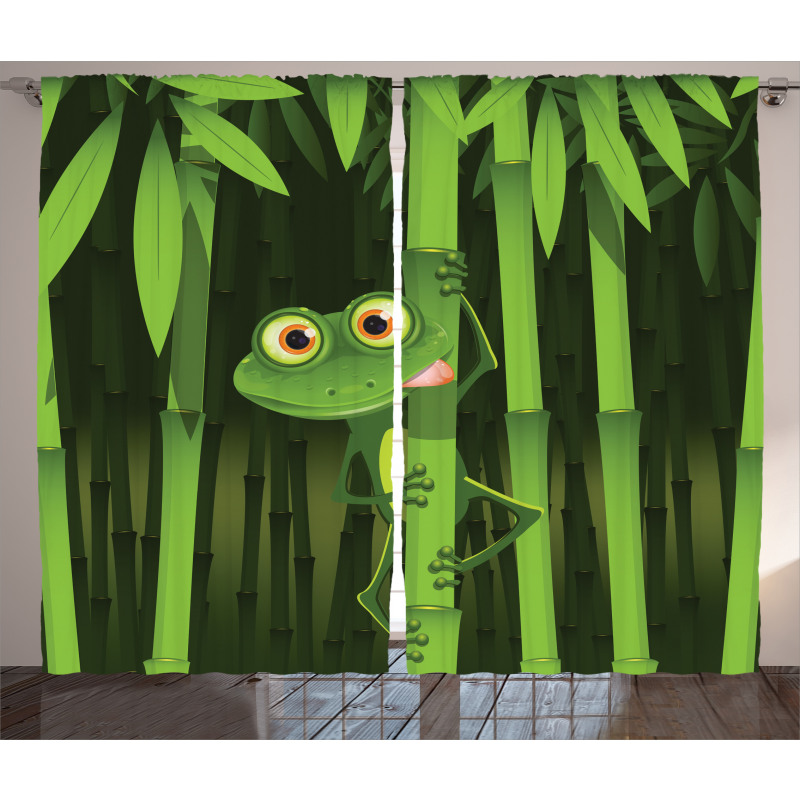 Jungle Trees Fun Frog Curtain