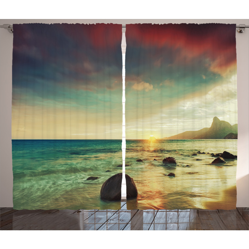 Dramatic Sunrise Tropical Curtain