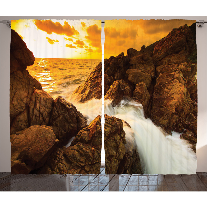 Wild Sunset and Waves Curtain
