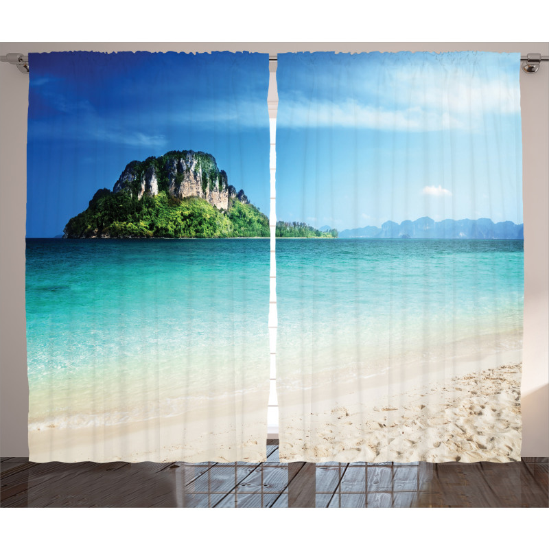 Tropic Island Scenery Curtain