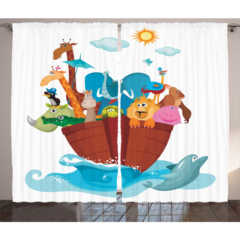 Old Ark with Animals Curtain