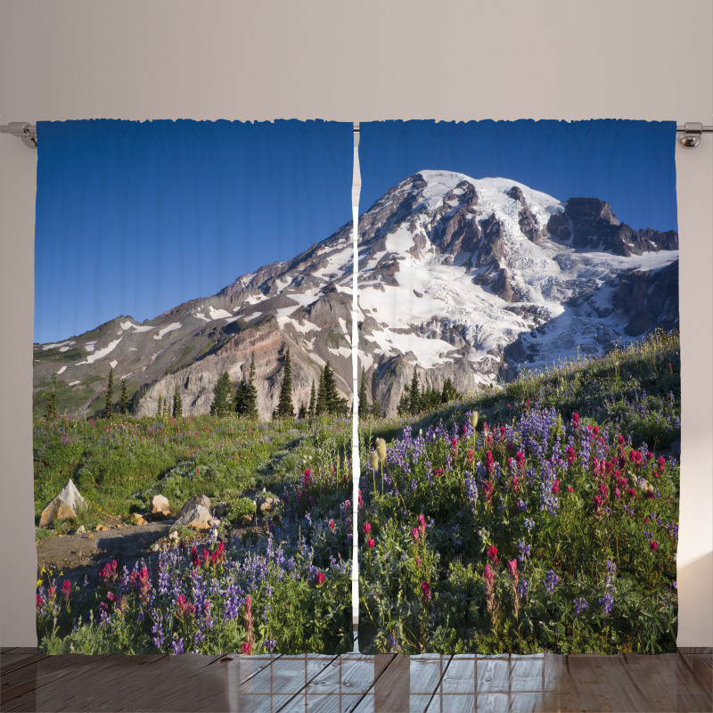 Spring Mt. Rainier Photo Curtain