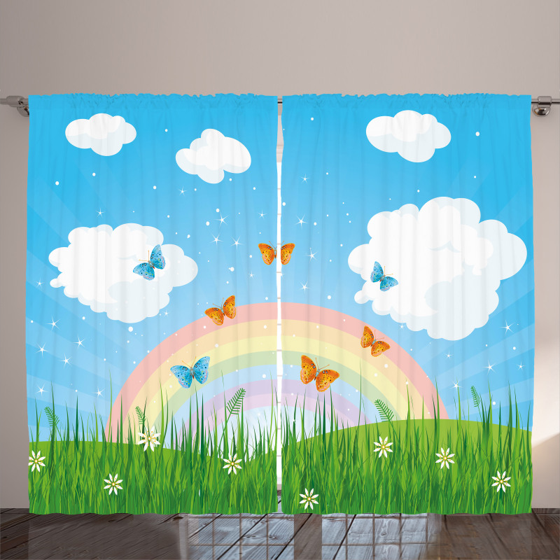 Meadow Butterfly Rainbow Curtain