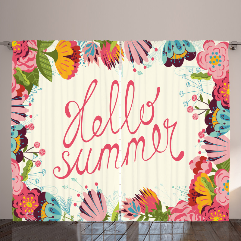 Hello Summer Garden Art Curtain