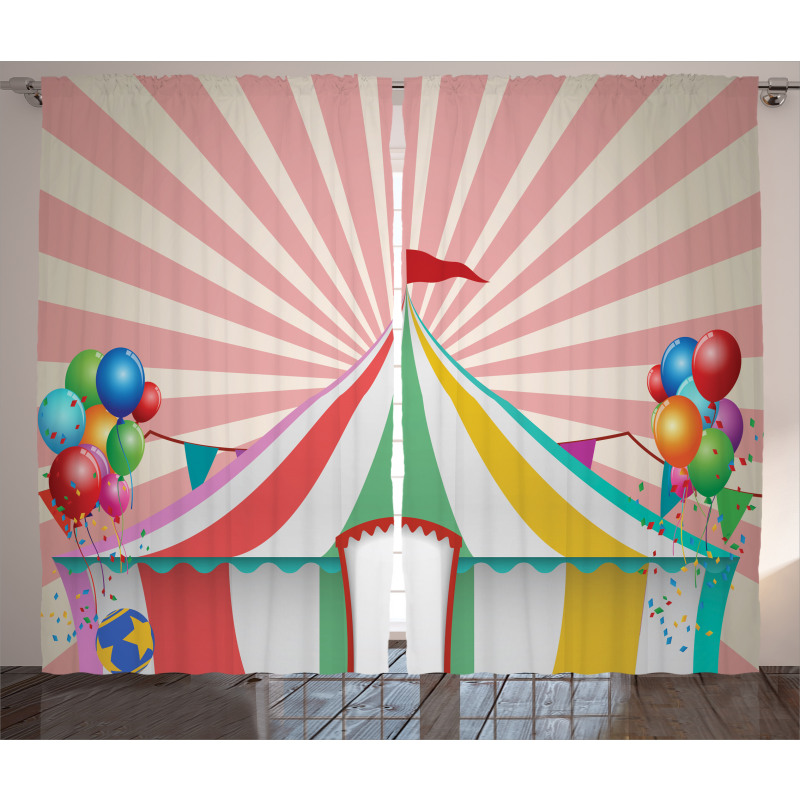 Vintage Circus Balloons Curtain