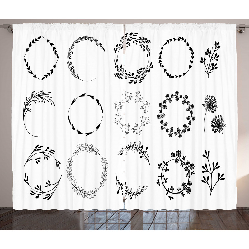 Rustic Boho Branch Wreaths Curtain