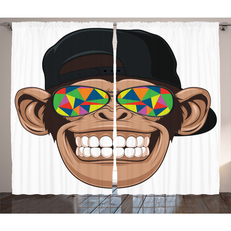 Hipster Monkey Glasses Curtain