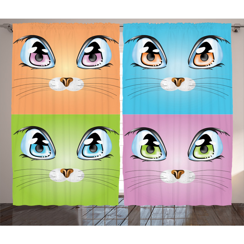 Colorful Animal Kitten Curtain