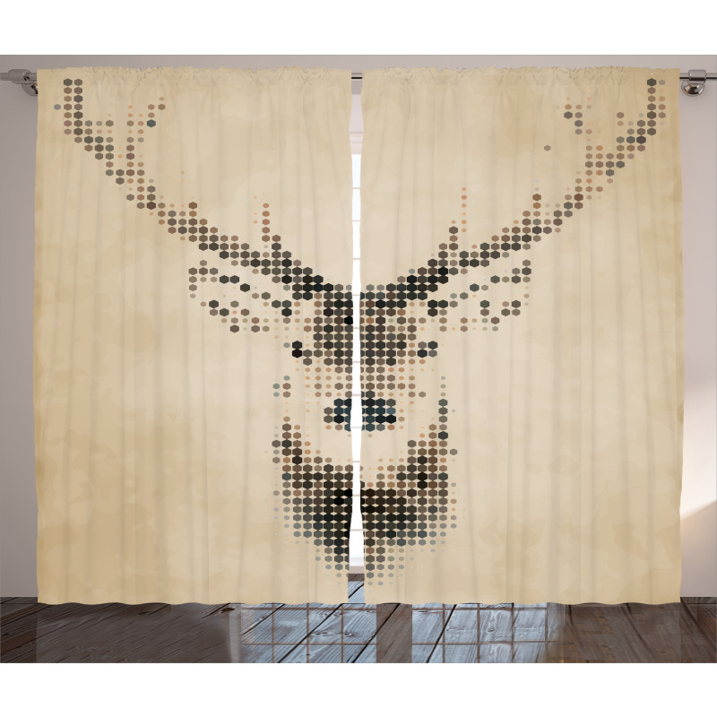 Deer Portrait with Dots Curtain