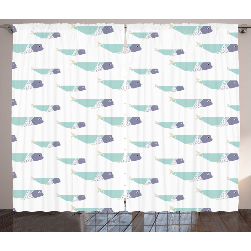 Origami Style Mammal Fish Curtain